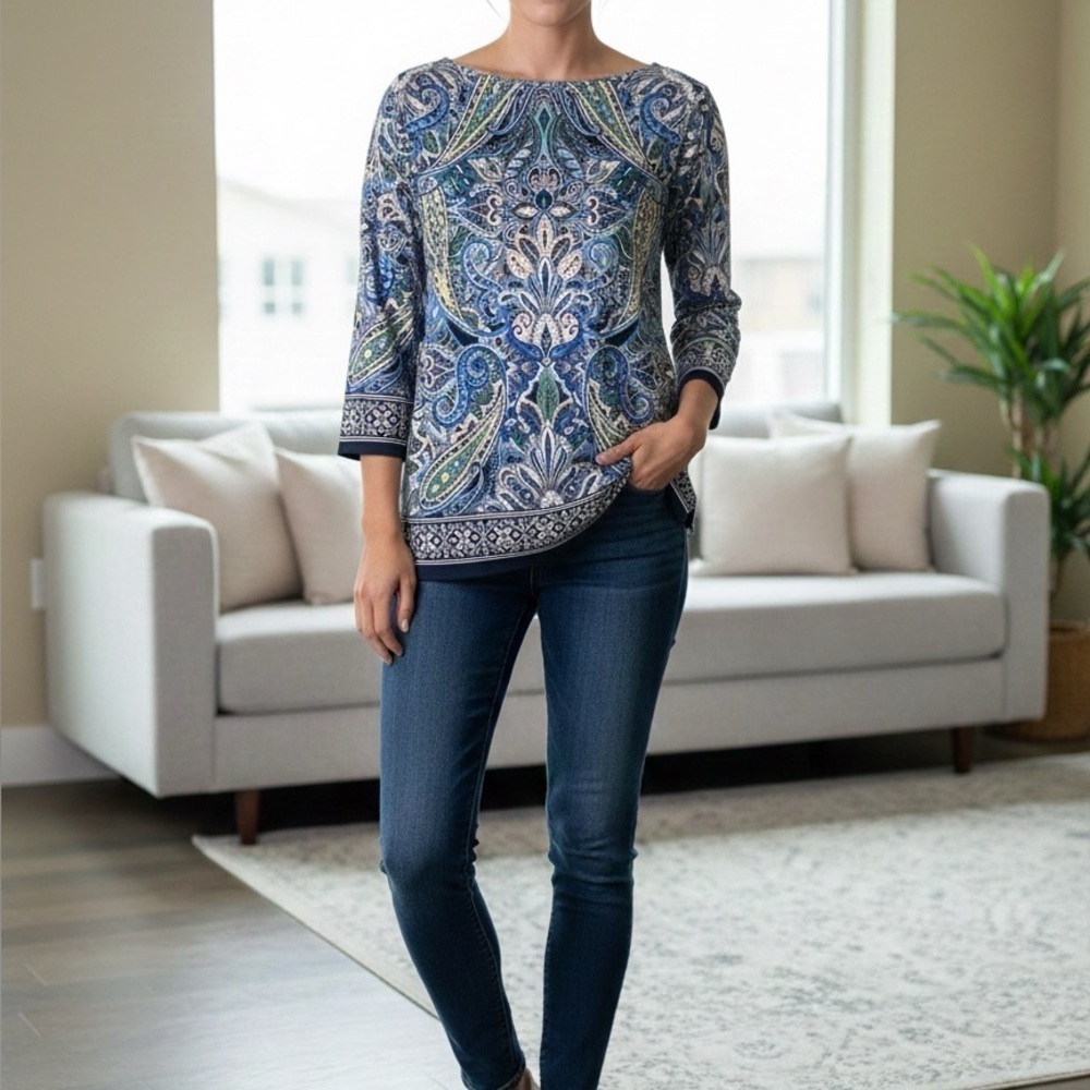 Rafaela Women's Paisley Print Top size XL
